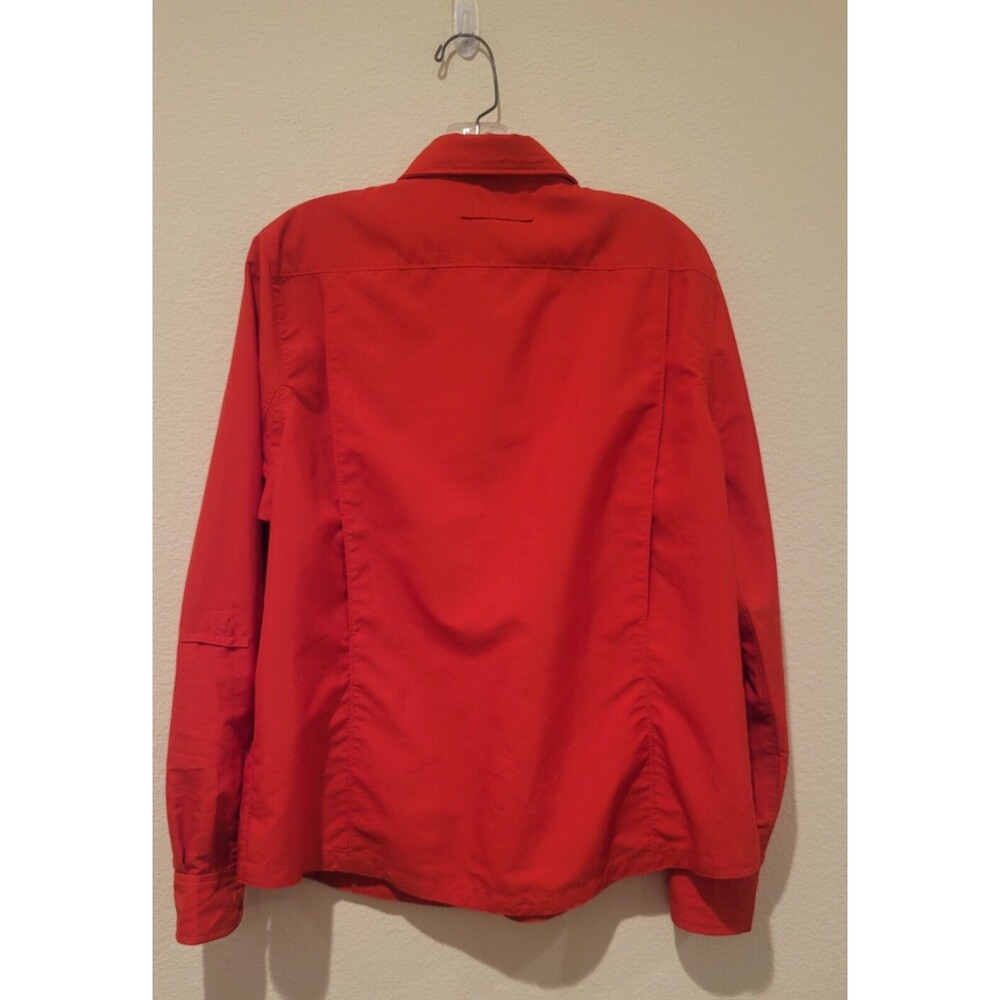 Duluth Trading Co Coolplus Long Sleeve Roll Tab Snap Vented Reddish Orange LG - Picture 2 of 9